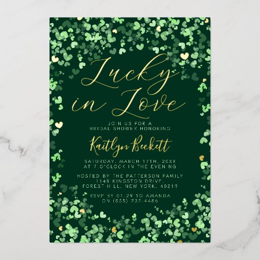 Lucky in Love St. Patrick's Day Vrijgezellenfeest  Folie Uitnodiging (Voorkant)