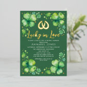 Lucky In Love St. Patrick's Day Vrijgezellenfeest Folie Uitnodiging (Staand Voorkant)