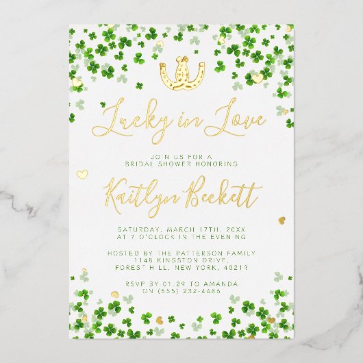 Lucky in Love St. Patrick's Day Vrijgezellenfeest  Folie Uitnodiging (Voorkant)