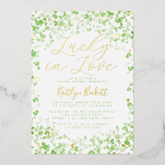 Lucky In Love St. Patrick's Day Vrijgezellenfeest Folie Uitnodiging (Voorkant)