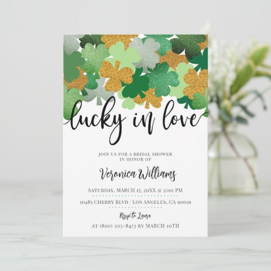 Lucky in Love St. Patrick's Day Vrijgezellenfeest Kaart (Staand voorkant)