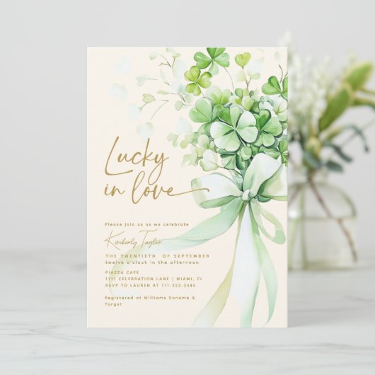 Lucky in Love St. Patrick's Day Vrijgezellenfeest Kaart (Staand voorkant)