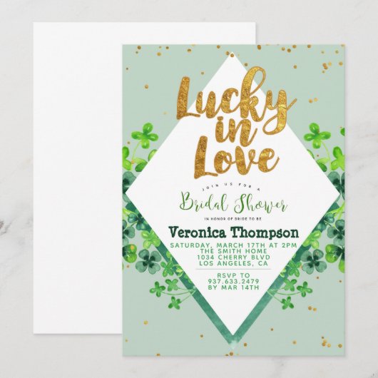 Lucky in Love St. Patrick's Day Vrijgezellenfeest Kaart (Voorkant / Achterkant)