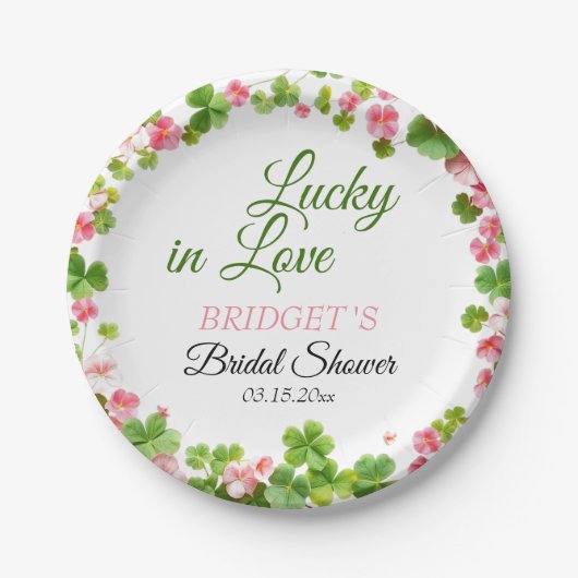 Lucky in Love St. Patrick's Day Vrijgezellenfeest Papieren Bordje (Voorkant)