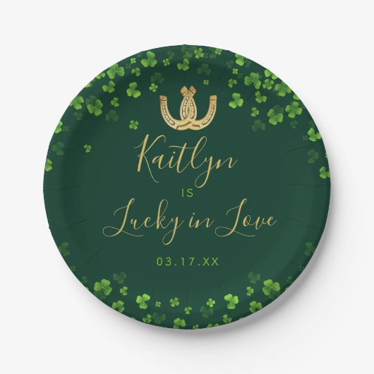 Lucky In Love St. Patrick's Day Vrijgezellenfeest Papieren Bordje (Voorkant)