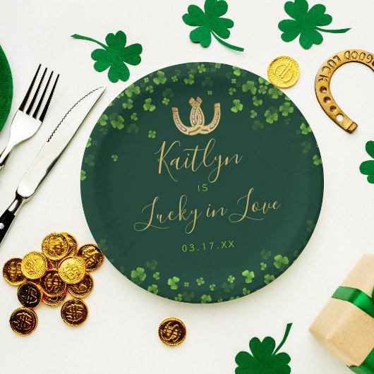 Lucky In Love St. Patrick's Day Vrijgezellenfeest Papieren Bordje