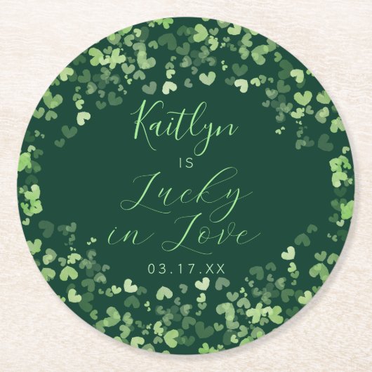 Lucky In Love St. Patrick's Day Vrijgezellenfeest Ronde Kartonnen Onderzetter (Voorkant)