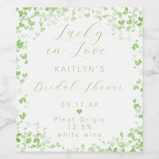 Lucky In Love St. Patrick's Day Vrijgezellenfeest Wijn Etiket (Enkel label)