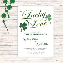 Lucky in Love St Patrick's Minimalist Wedding Kaart