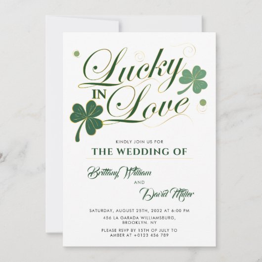 Lucky in Love St Patrick's Minimalist Wedding Kaart (Voorkant)