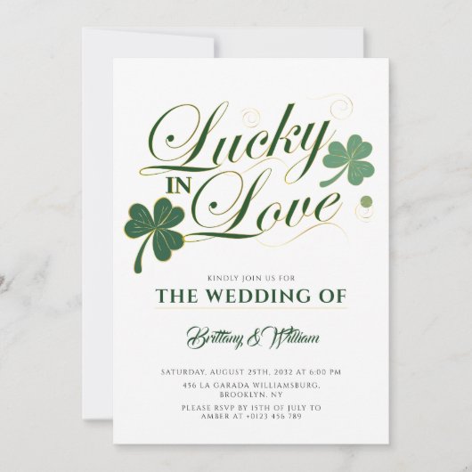Lucky in Love St Patrick's Modern Wedding Kaart (Voorkant)