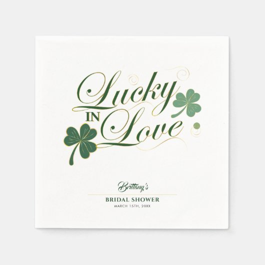 Lucky in Love St. Patrick's Moderne Bruidsontbijt  Servet (Voorkant)
