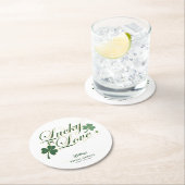 Lucky in Love St. Patrick's Moderne Bruiloftsshowe Ronde Kartonnen Onderzetter (Insitu)