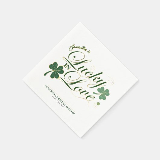 Lucky in Love St. Patrick's Moderne Bruiloftsshowe Servet (Hoek)