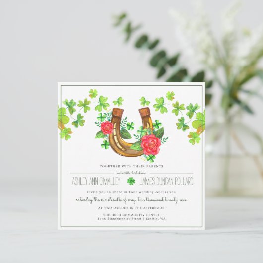 Lucky in Love | Uitnodiging voor Ierse weddenschap (Staand voorkant)