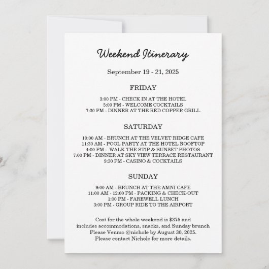 Lucky In Love Vegas Bachelorette Kaart (Achterkant)