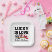 Lucky in Love Vegas Bachelorette Papieren Bordje (Feest)
