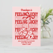 Lucky in Love Vegas Bachelorette Party Uitnodiging (Staand voorkant)