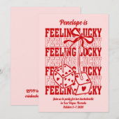 Lucky in Love Vegas Bachelorette Party Uitnodiging (Voorkant / Achterkant)