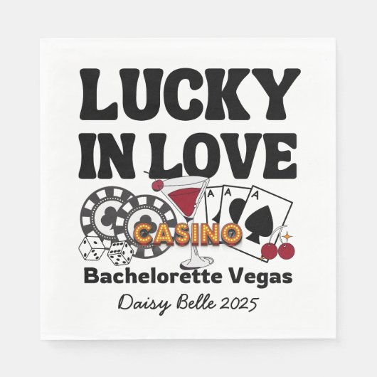 Lucky In Love Vegas Bachelorette Servet (Voorkant)