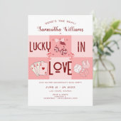 Lucky in Love Vegas Casino Bachelorette Weekend Kaart (Staand voorkant)