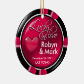 Lucky in Love Vegas Passen getrouwd Casino Chip Keramisch Ornament (Rechts)