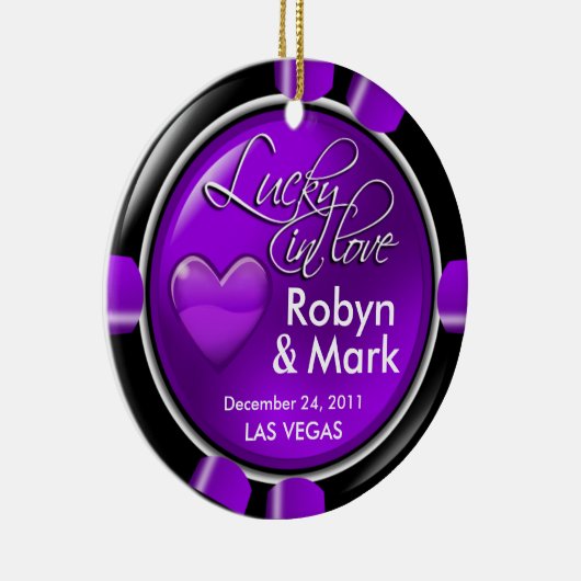Lucky in Love Vegas Passen getrouwd Casino Chip Keramisch Ornament (Rechts)