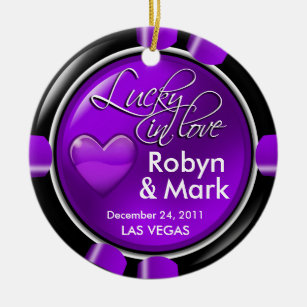 Lucky in Love Vegas Passen getrouwd Casino Chip Keramisch Ornament