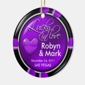 Lucky in Love Vegas Passen getrouwd Casino Chip Keramisch Ornament (Links)