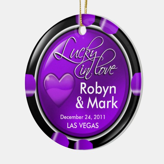 Lucky in Love Vegas Passen getrouwd Casino Chip Keramisch Ornament