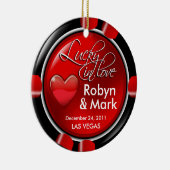 Lucky in Love Vegas Passen getrouwd Casino Chip Keramisch Ornament (Rechts)