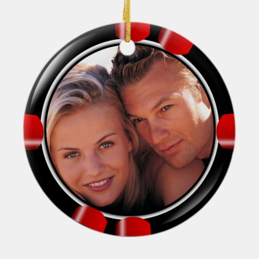 Lucky in Love Vegas Passen getrouwd Casino Chip Keramisch Ornament (Achterkant)