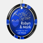 Lucky in Love Vegas Passen getrouwd Casino Chip Keramisch Ornament (Links)