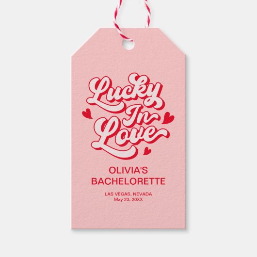 Lucky in Love Vegas vrijgezellenfeest Cadeaulabel (Voorkant)