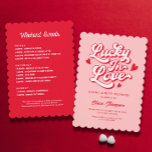 Lucky in Love Vegas vrijgezellenfeest Kaart<br><div class="desc">Vier in stijl met onze gepersonaliseerde rood en roze Drink in liefde vrijgezellenfeest uitnodiging! Perfect voor een roze vrijgezellenfeest of een leuk rood en roze vrijgezellenfeest, dit ontwerp zet de toon voor een Valentijn vrijgezellenfeest. Omarm een romantisch Valentijnse thema vrijgezellenfeest met een chique Valentijn vrijgezellenthema. Maak je klaar voor een...</div>