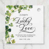 Lucky in Love Vrijgezellenfeest Green Shamrock Bedankjes Labels (Achterkant)