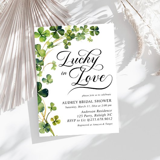 Lucky in Love Vrijgezellenfeest Green Shamrock Kaart