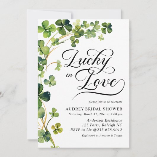 Lucky in Love Vrijgezellenfeest Green Shamrock Kaart (Voorkant)