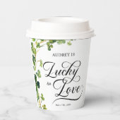 Lucky in Love Vrijgezellenfeest Green Shamrock Papieren Bekers (Achterkant)