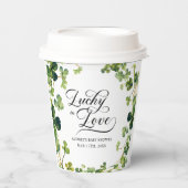 Lucky in Love Vrijgezellenfeest Green Shamrock Papieren Bekers (Voorkant)