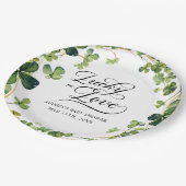 Lucky in Love Vrijgezellenfeest Green Shamrock Papieren Bordje (Gekanteld)