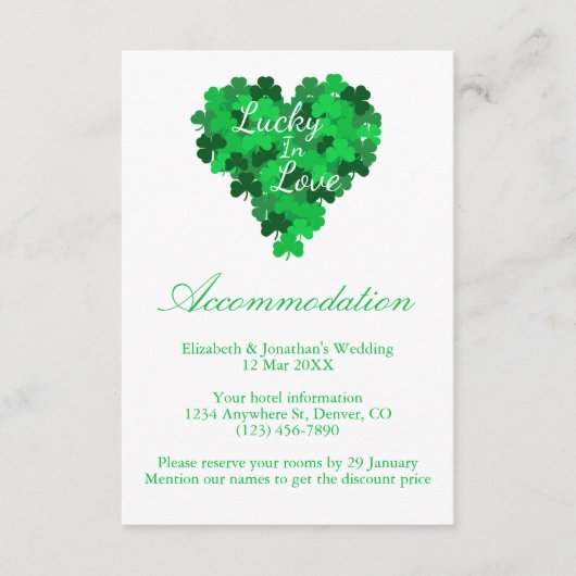 Lucky in Love Wedding Accommodatie Informatiekaartje (Voorkant)
