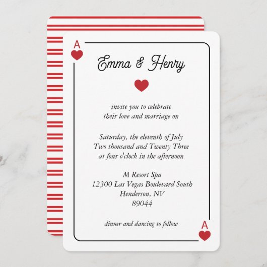 Lucky in Love Wedding Invitation Kaart (Voorkant / Achterkant)