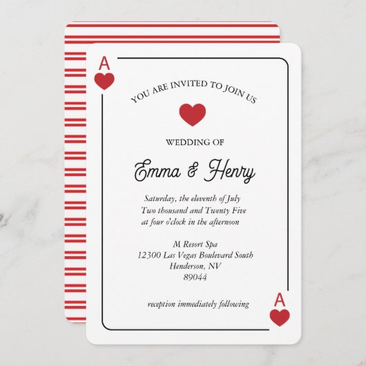 Lucky in Love Wedding Invitation  Kaart (Voorkant / Achterkant)