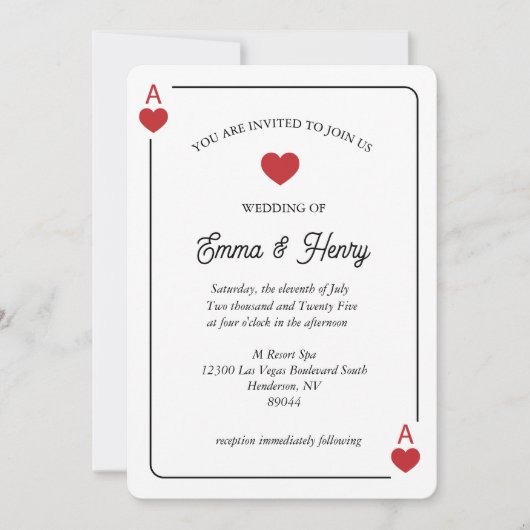 Lucky in Love Wedding Invitation  Kaart (Voorkant)