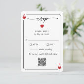 Lucky in Love Wedding RSVP Card with QR Option Kaart (Staand voorkant)