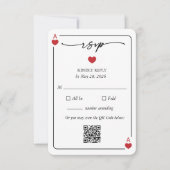 Lucky in Love Wedding RSVP Card with QR Option Kaart (Voorkant)