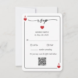 Lucky in Love Wedding RSVP Card with QR Option Kaart