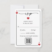 Lucky in Love Wedding RSVP Kaart met QR Option (Voorkant)