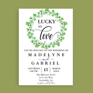 Lucky in Love Wedding St. Patrick's Day Clover Kaart